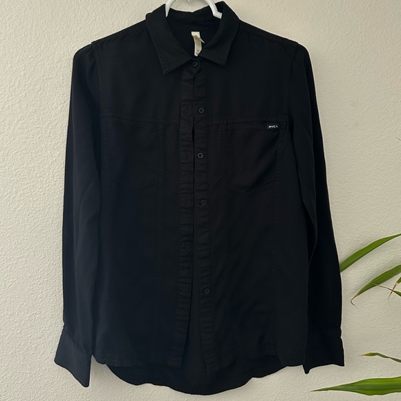 RVCA Women’s Black Button Down Top - Picture 1 of 3
